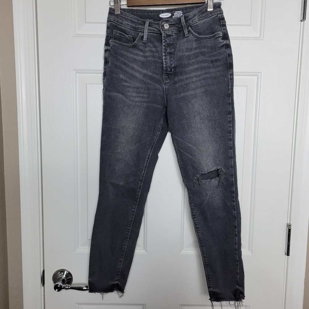 Old Navy Women's Size 6 Petite Rockstar Super Skinny Black Jeans